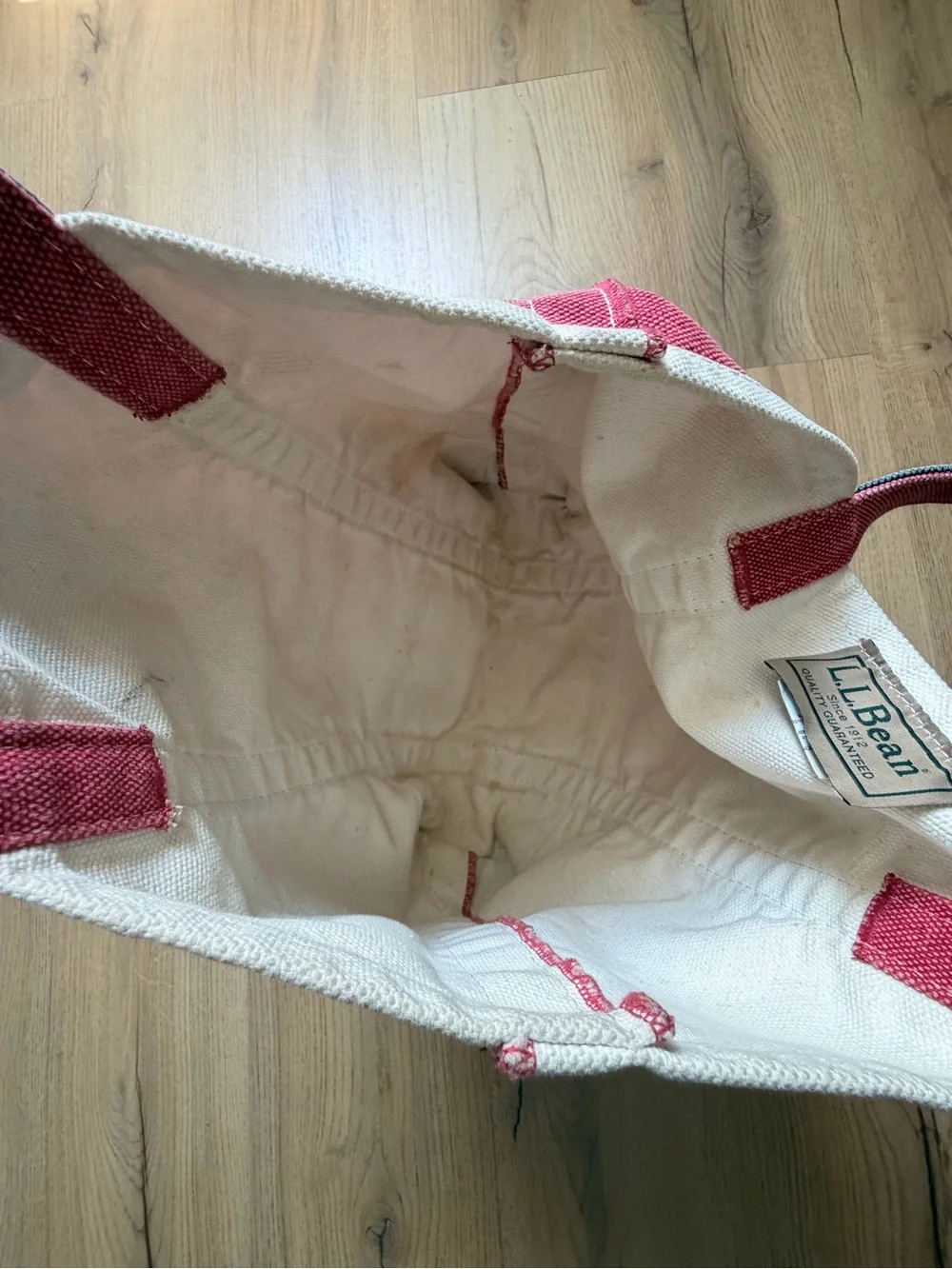 Vintage Two-Tone Red Boat & Tote Bag with Navy Trim
